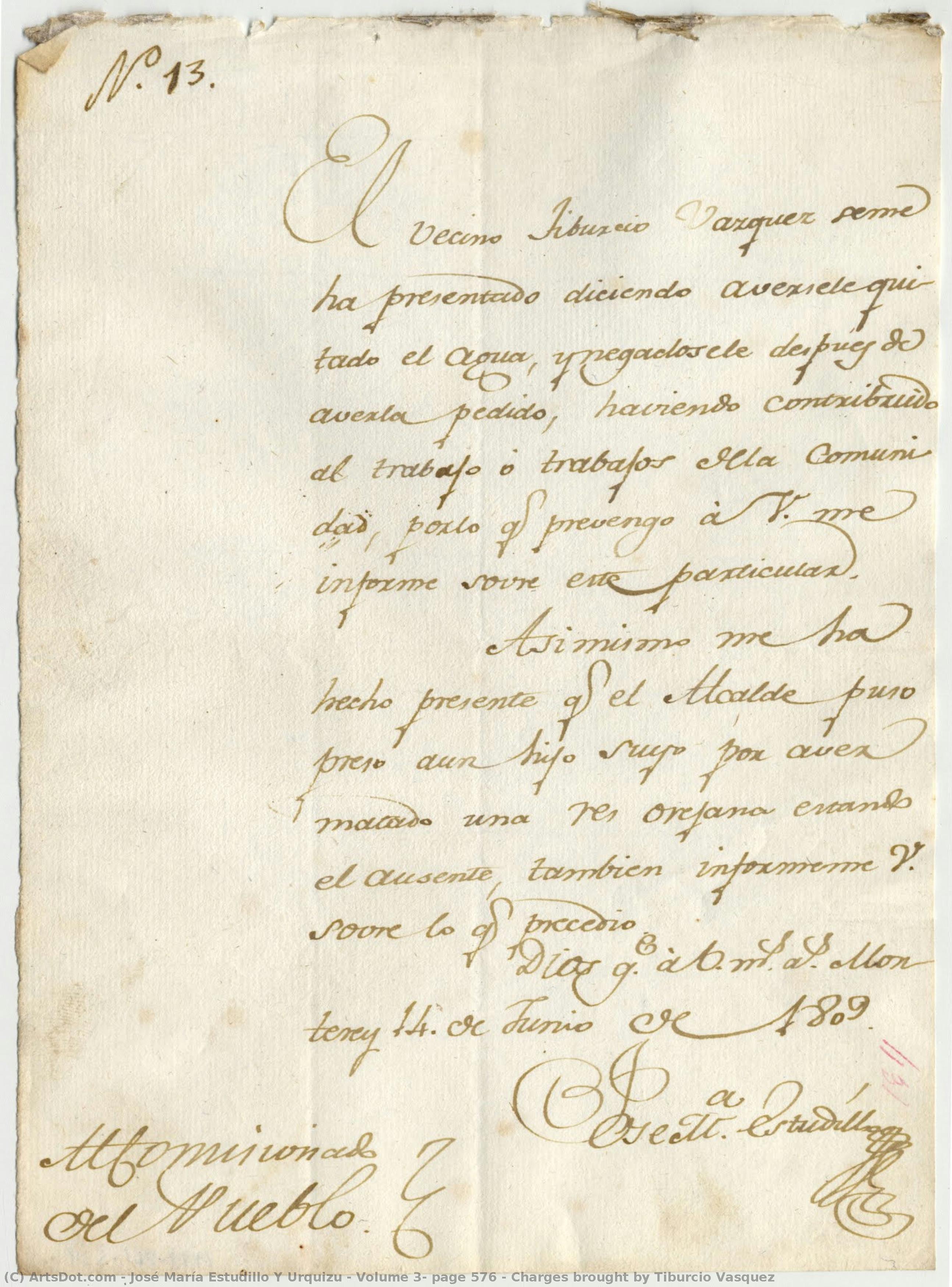 Volume 3, Page 576 / Charges Brought By Tiburcio Vasquez — Žosé Marija Estudilo I Urkizu