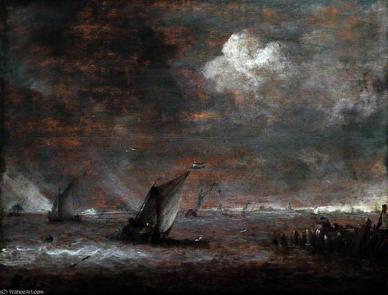 Fishing Boats Off The Jetty — Abraham Hendricksz. Van Beyeren
