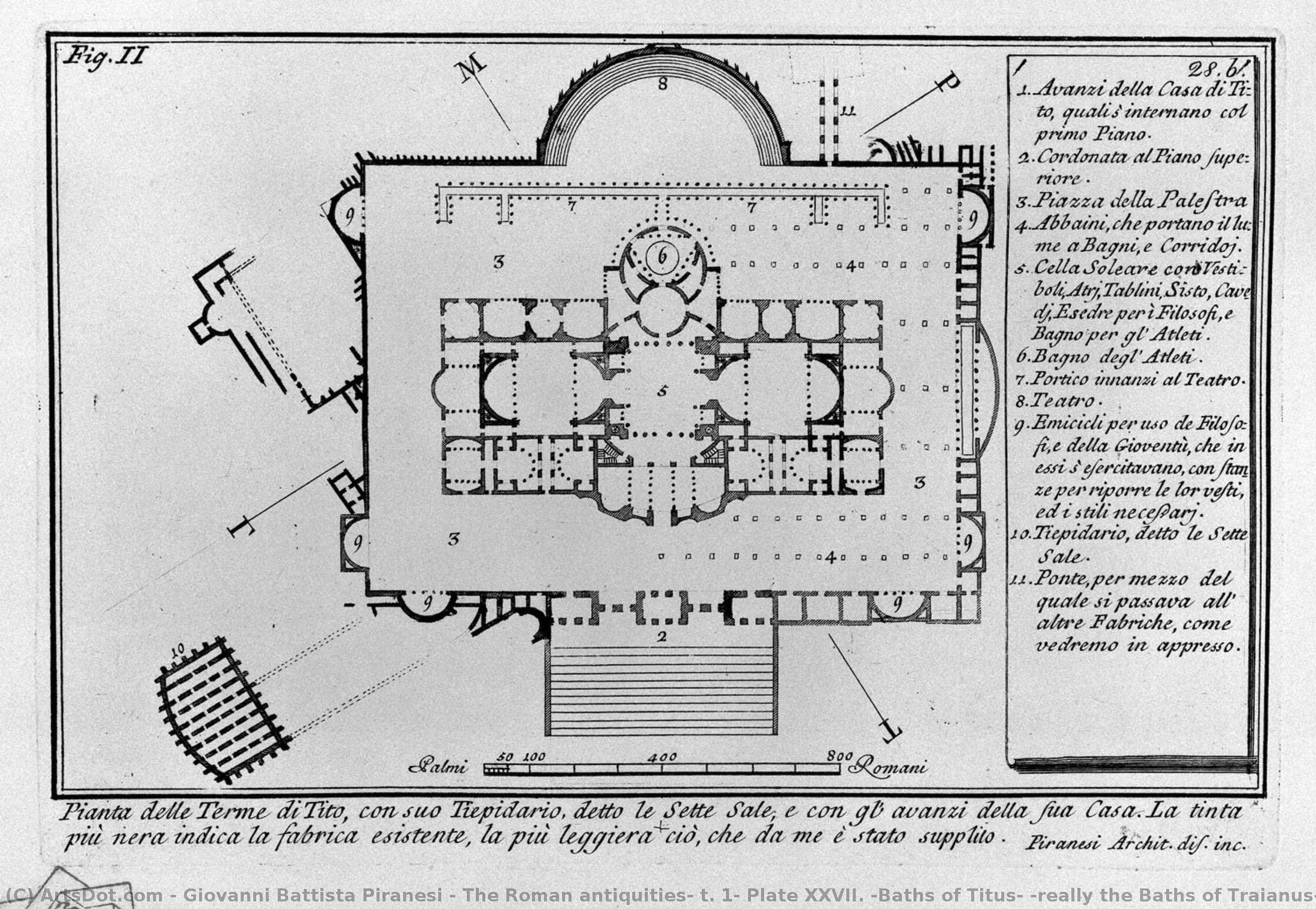 The Roman Antiquities, T. 1, Plate Xxvii. "baths Of Titus" (really The Baths Of Traianus). — Giovanni Battista Piranesi
