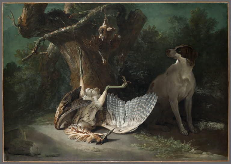 Butor And Partridges Guarded By A White Dog — Jean-baptiste Oudry