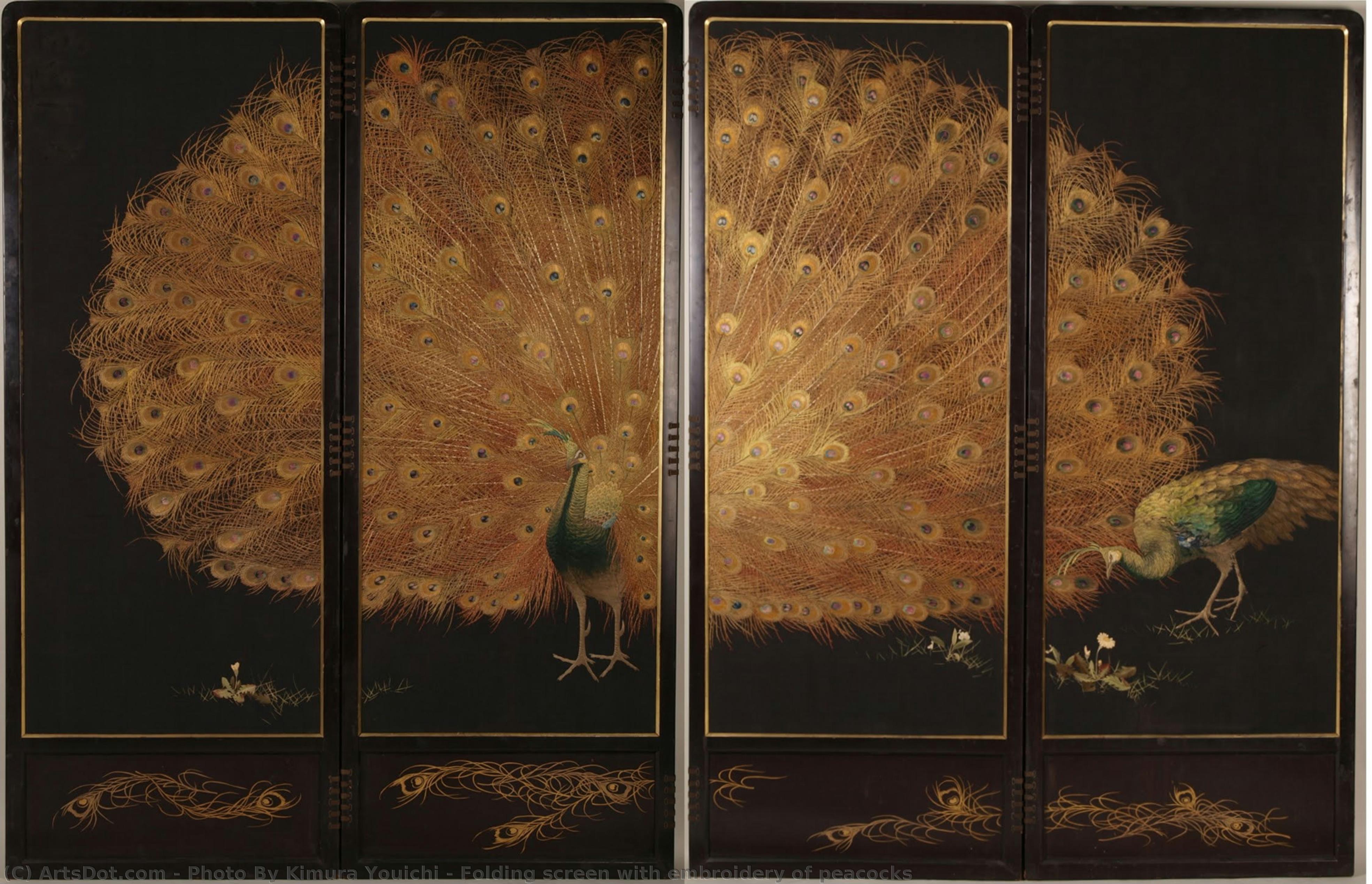 Folding Screen With Embroidery Of Peacocks — Photo By Kimura Youichi