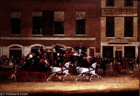 Royal Mail Coaches Leaving The Angel Inn — James Pollard