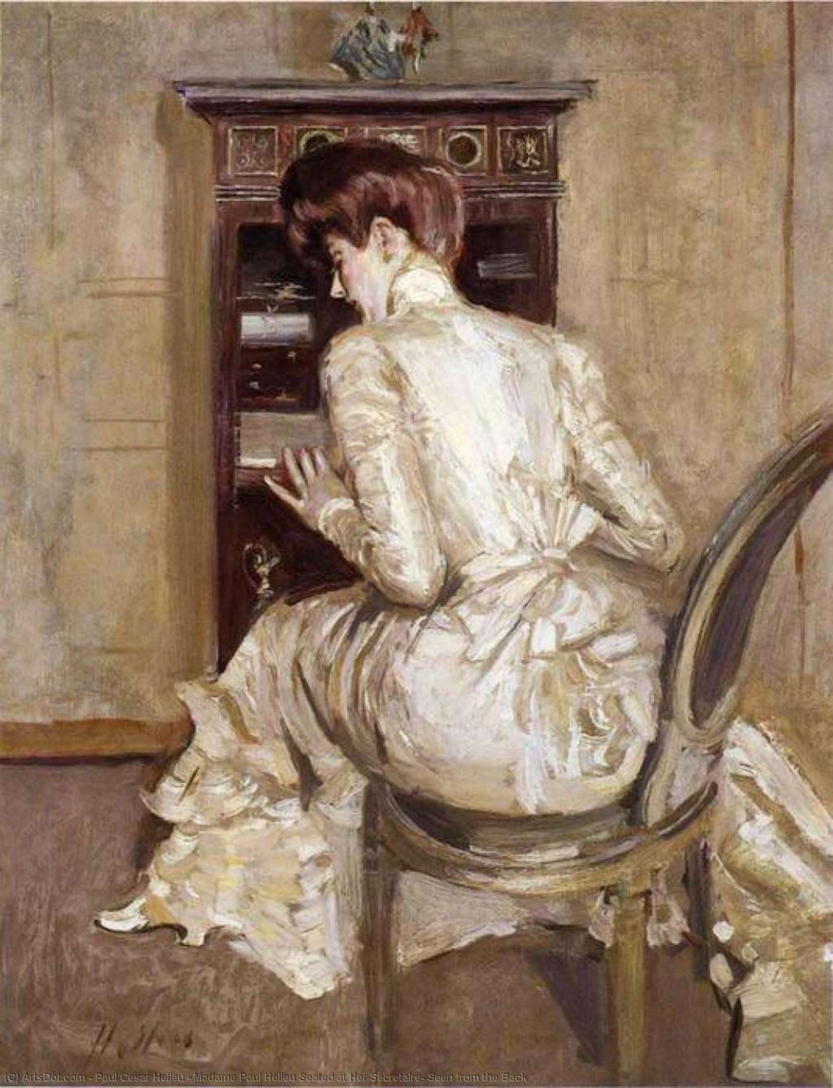Madame Paul Helleu Seated At Her Secretaire, Seen From The Back — Paul César Helleu