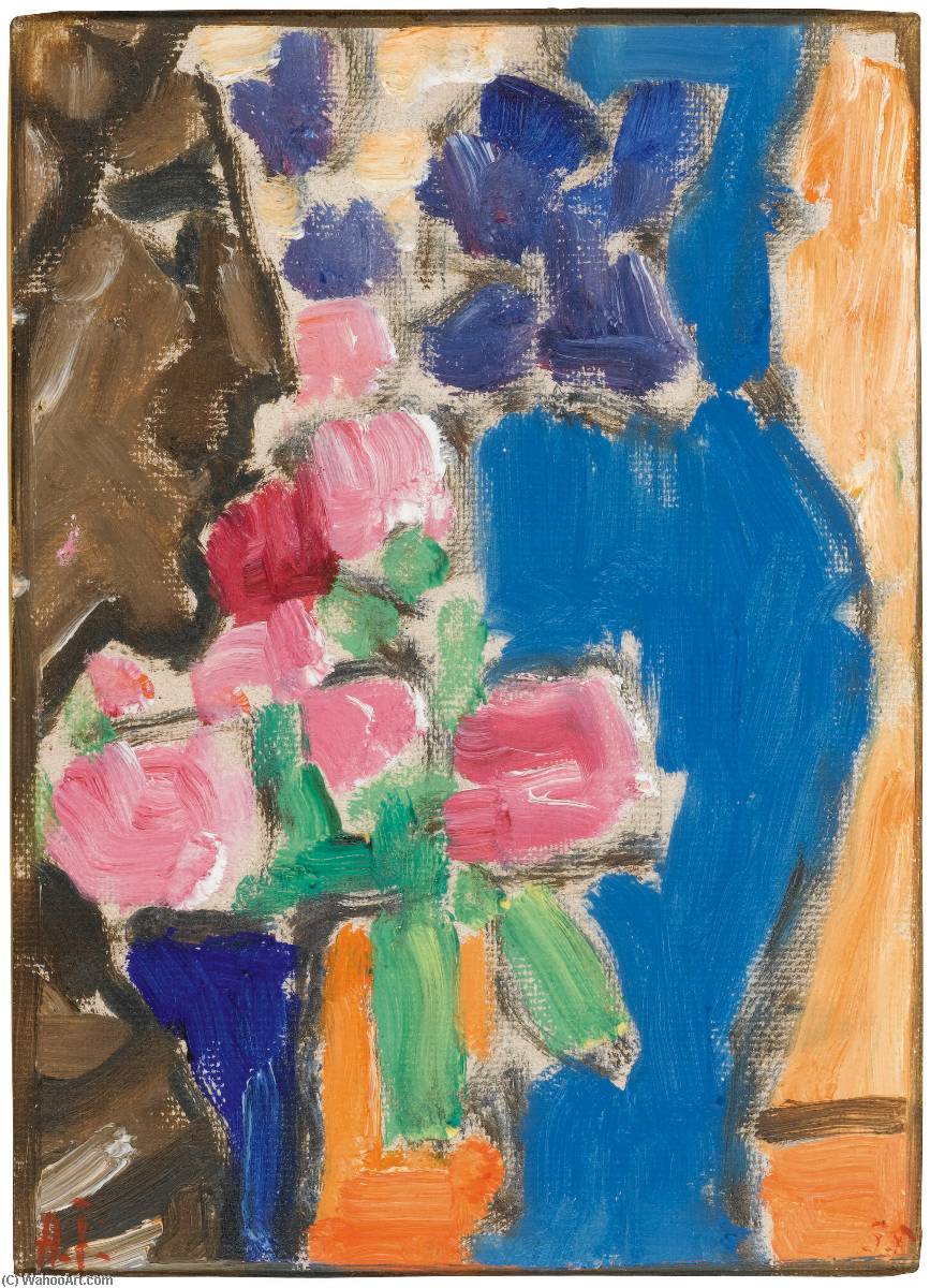 Stilleben Blumenstilleben Mit Vase Und Figur (halbprofil) (still Life Flower Still Life With Vase And Figure, Semi Profile) — Alexej Von Jawlensky