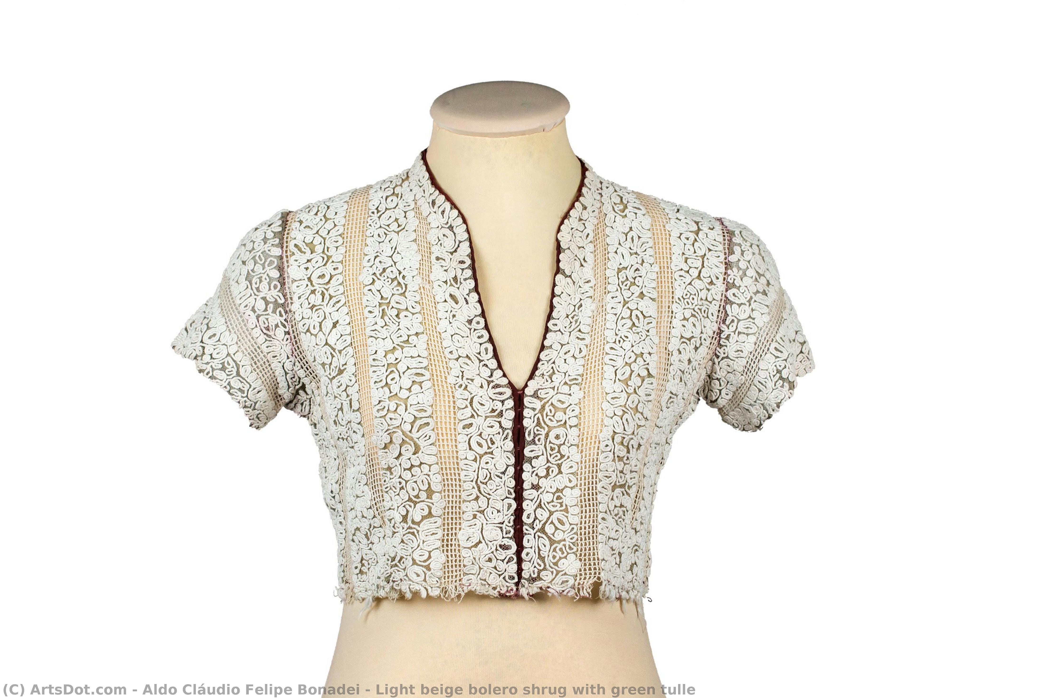 Light Beige Bolero Shrug With Green Tulle — Aldo Cláudio Felipe Bonadei