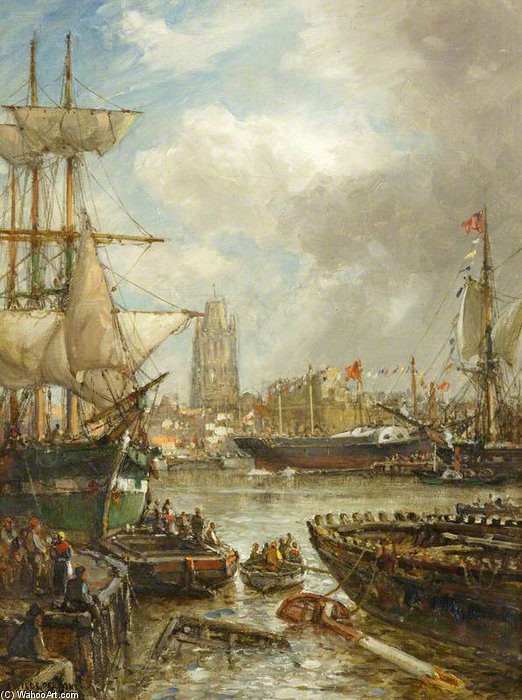 The Launch Of The Great Western From Patterson's Yard — Arthur Wilde Parsons
