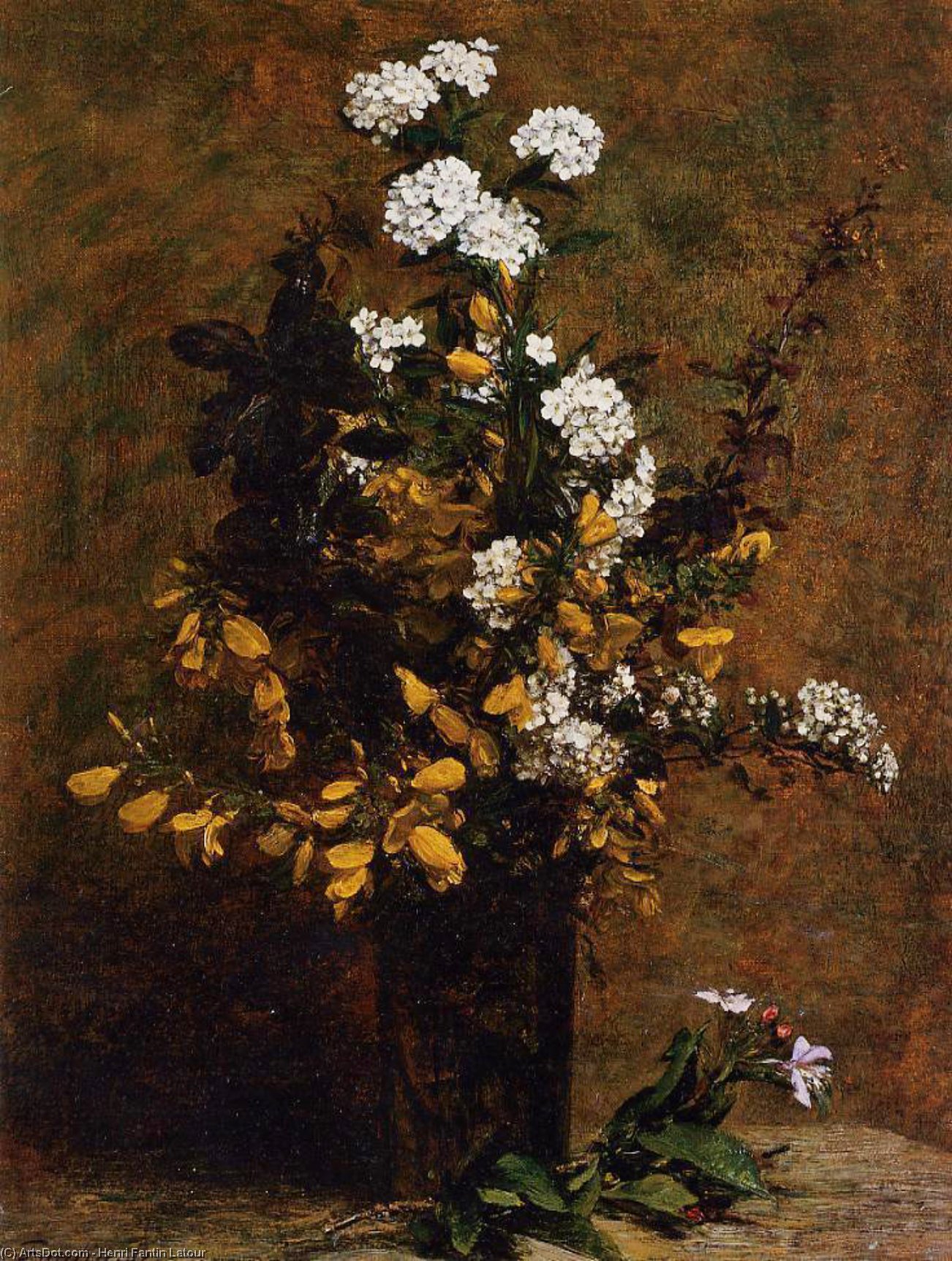 Broom And Other Spring Flowers In A Vase — Henri Fantin-latour