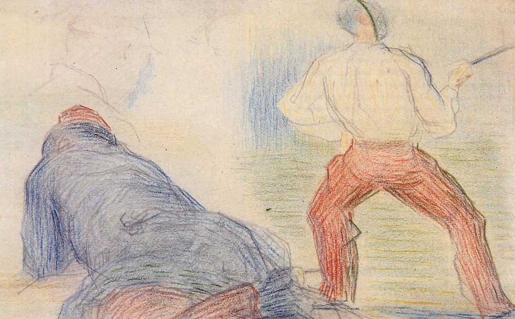 Soldier Fencing, Another Reclining — Georges Seurat