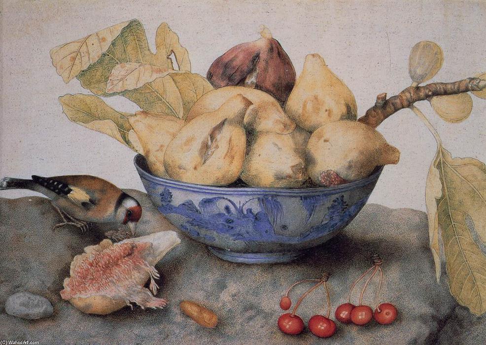 China Bowl With Figs, A Bird, And Cherries — Giovanna Garzoni