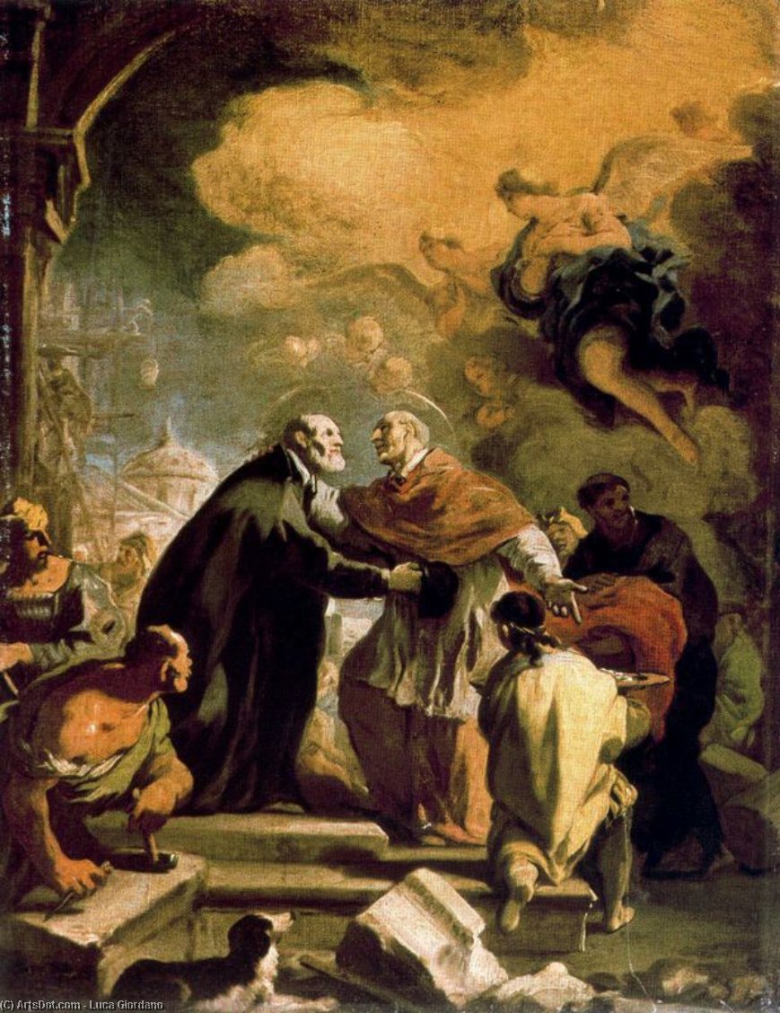 Meeting The Saints Charles Borromeo And Filippo Blacks — Luca Giordano