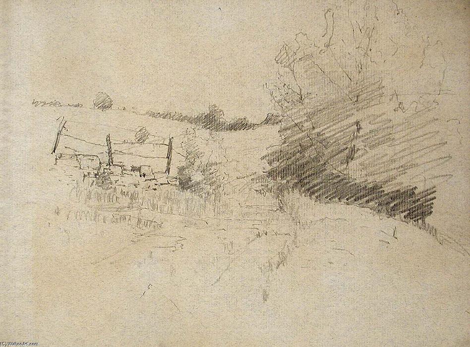 Road And Barbed Wire Fence — Theodore Clement Steele