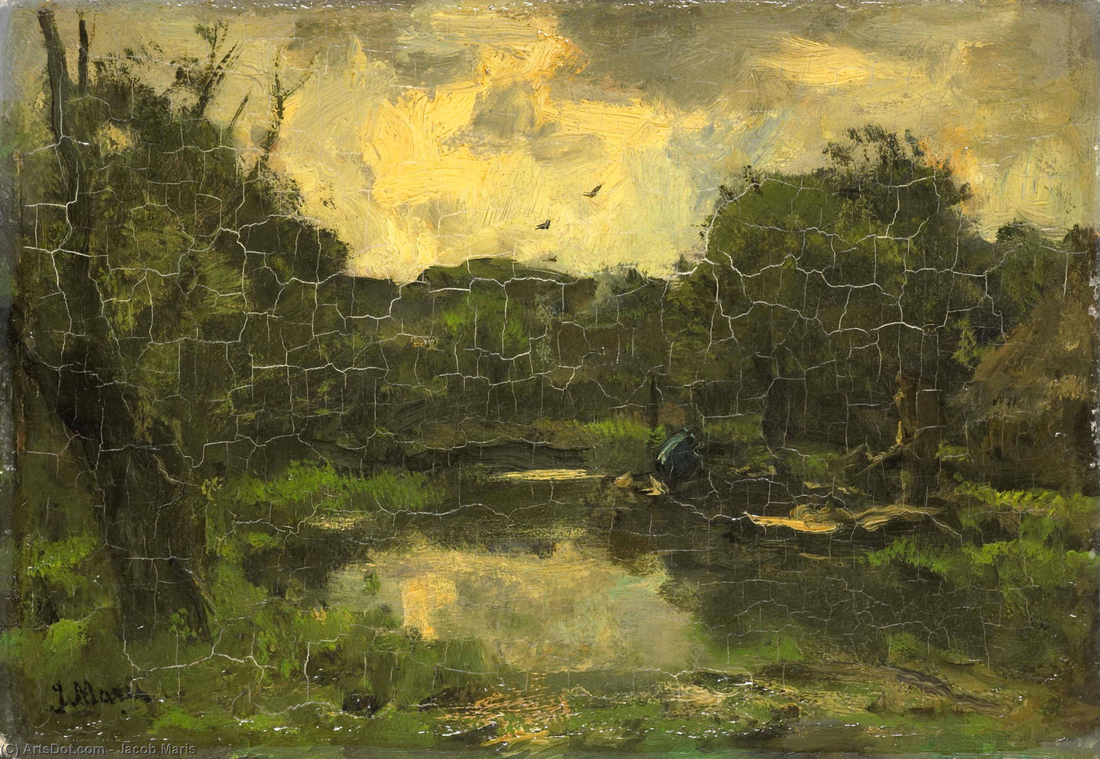 Landschap Met Schuit — Jacob Henricus Maris