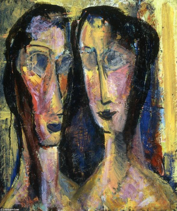 Two Heads With Yellow Background — Alfred Henry Maurer