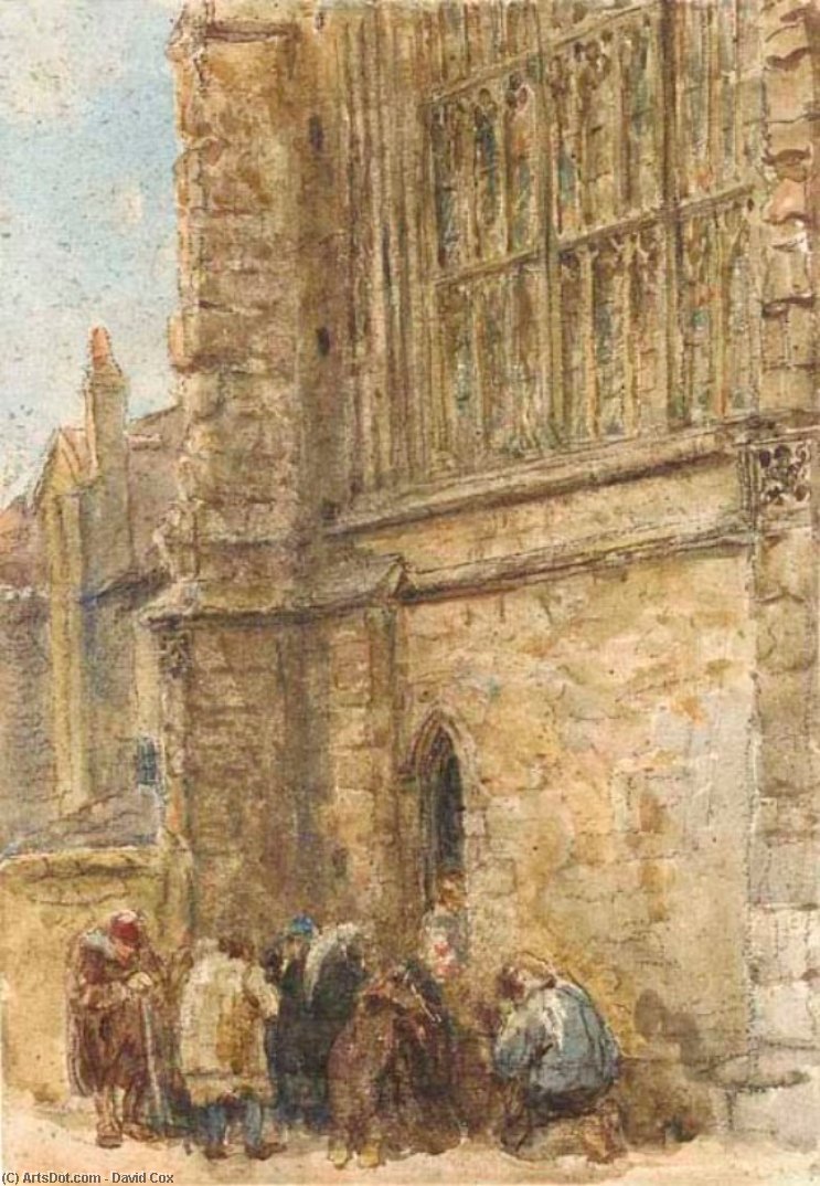 Figures Receiving Alms At The Church Door — David Cox