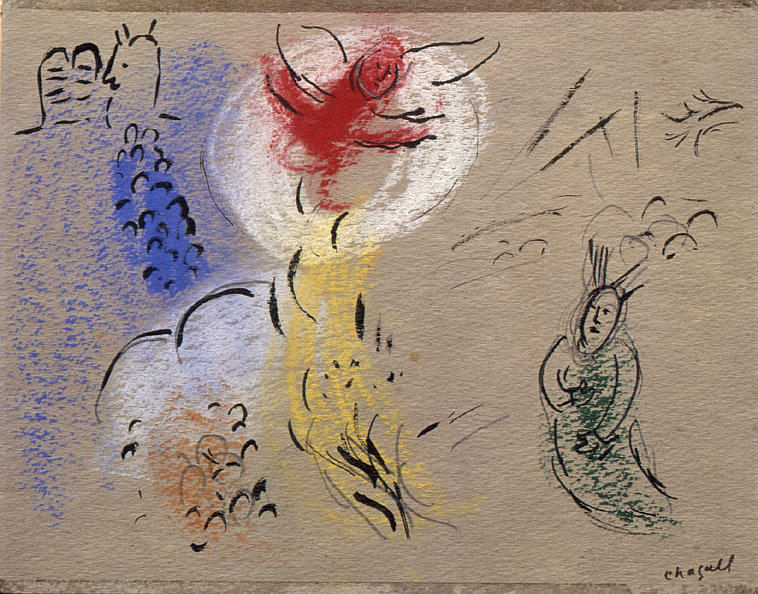 Study To ''moses With The Burning Bush'' — Марк Шагал