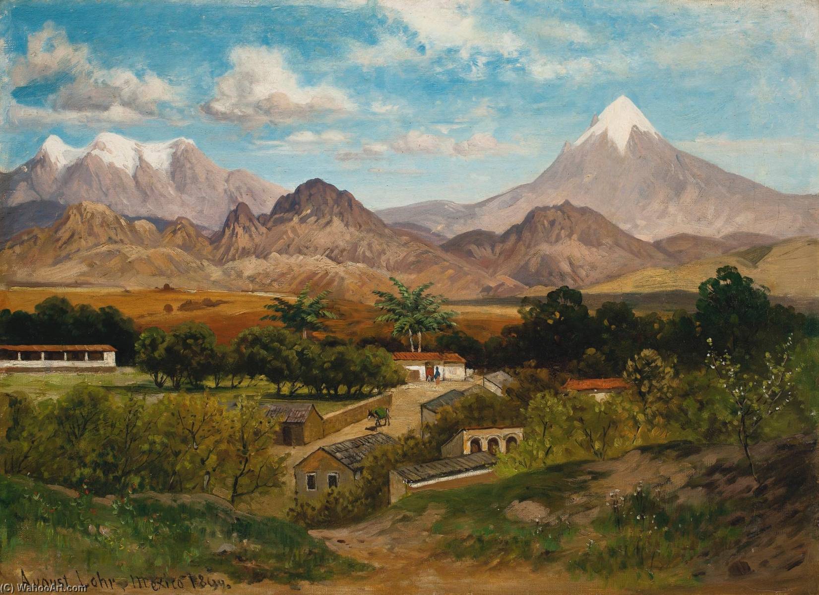 Vista De Cuernavaca Con Los Volcanes Popocatépetl E Iztaccíhuatl — August Lohr