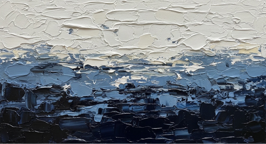 Ätherische Schichtung Von Mitternachtstiden Und Leuchtenden Elfenbeinkronen In Schwerem Impasto — David Moreau