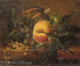A Still Life With Fruit And A Kingfisher On A Ledge — Adriana Johanna Haanen