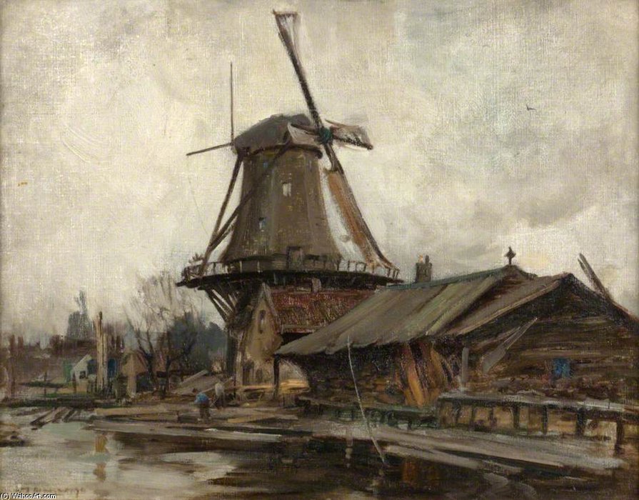 Rotterdam With Windmill — William Stewart Macgeorge