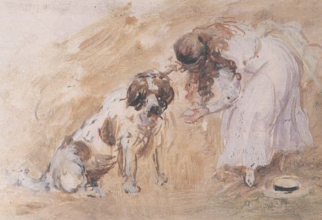 Girl And St. Bernard Dog — Philip Wilson Steer
