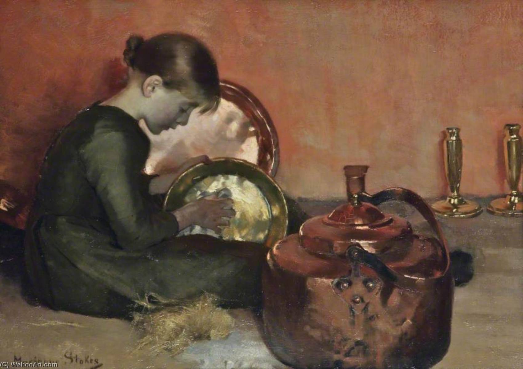 Polishing Pans — Marianne Stokes