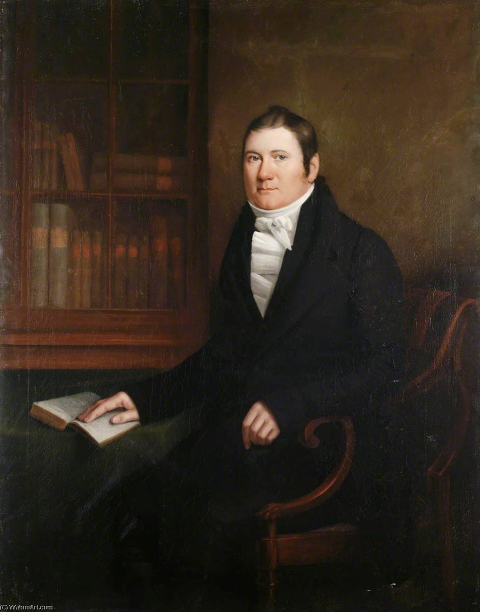 Portrait Of A Man Sitting At A Table With An Open Book — William Shiels