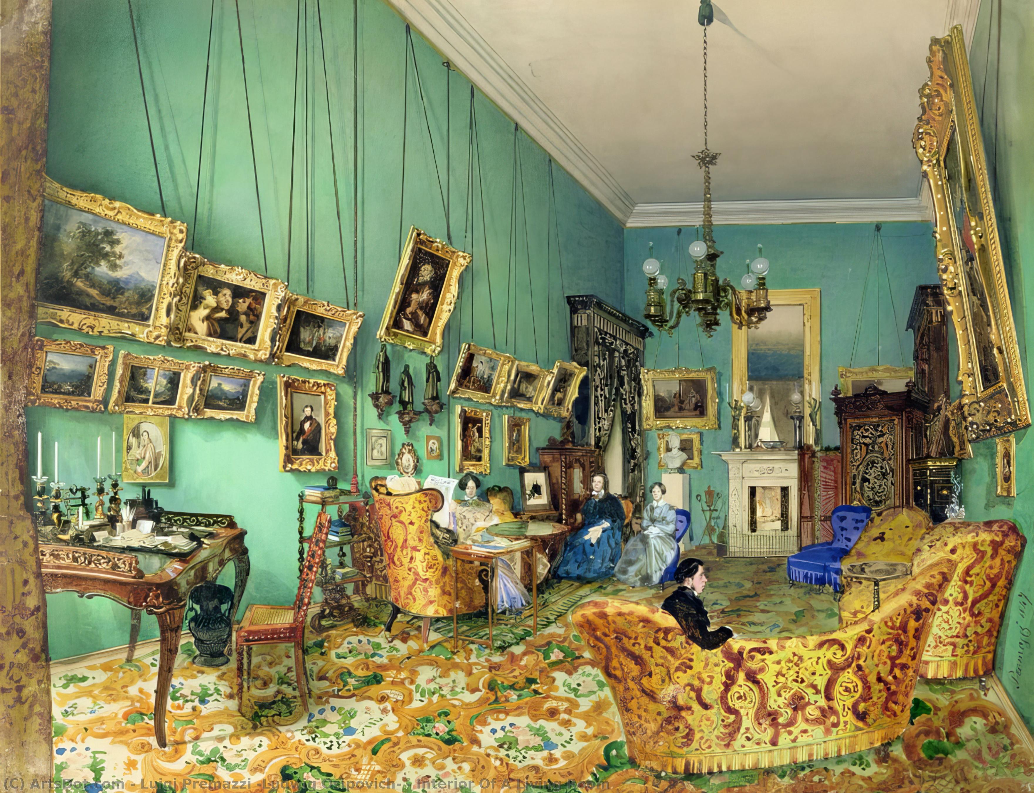 Interior Of A Living Room — Luigi Premazzi (ludwig Osipovich)