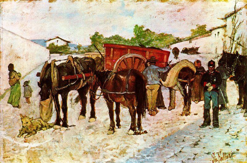 Country Road With Peasants And Soldiers — Giovanni Fattori