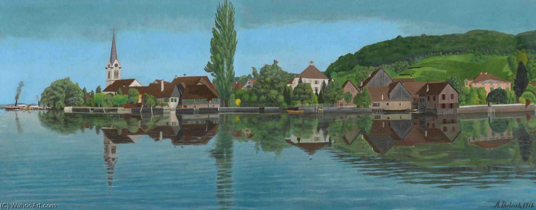 Berlingen Vom See Aus, 1912 — Adolf Dietrich