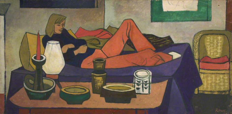 Woman Reclining On Bed — Cliff Rowe