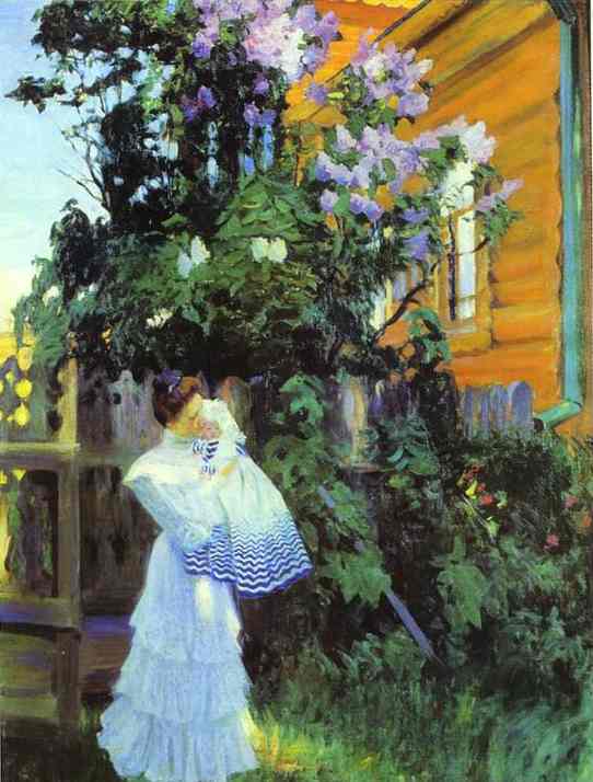 Lilacs. Yu.ye.kustodiyeva With Daughter Irina — Boris Mikhailovich Kustodiev