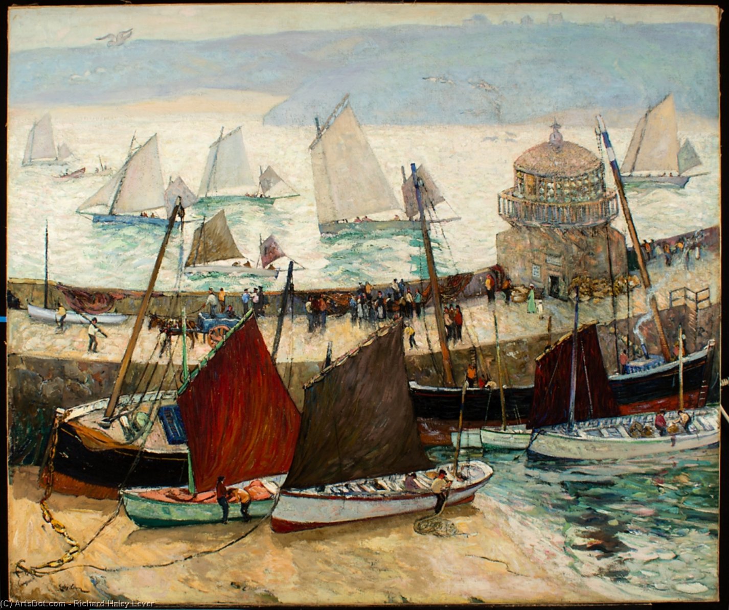 The Old Lighthouse And Fleets Of St. Ives, Cornwall — Richard Hayley Lever