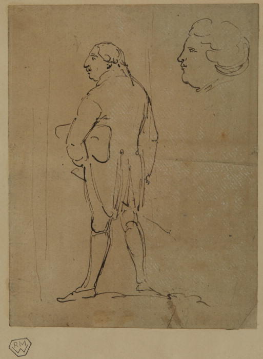 Man Standing, Viewed From Behind, And A Male Head In Profile — George Romney