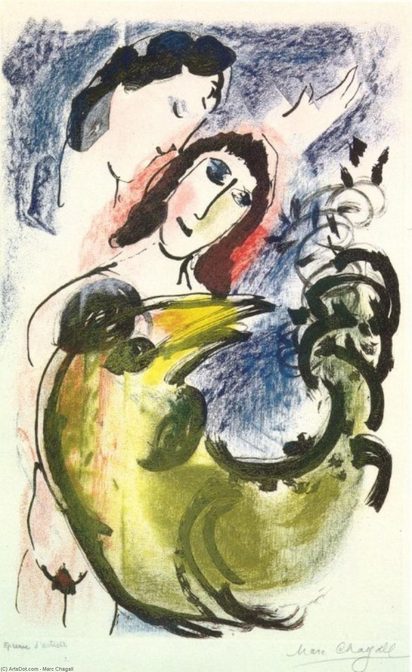 The Yellow Rooster — Marc Chagall