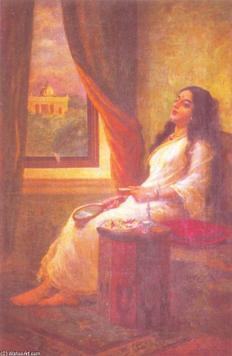In Contemplation - — Raja Ravi Varma