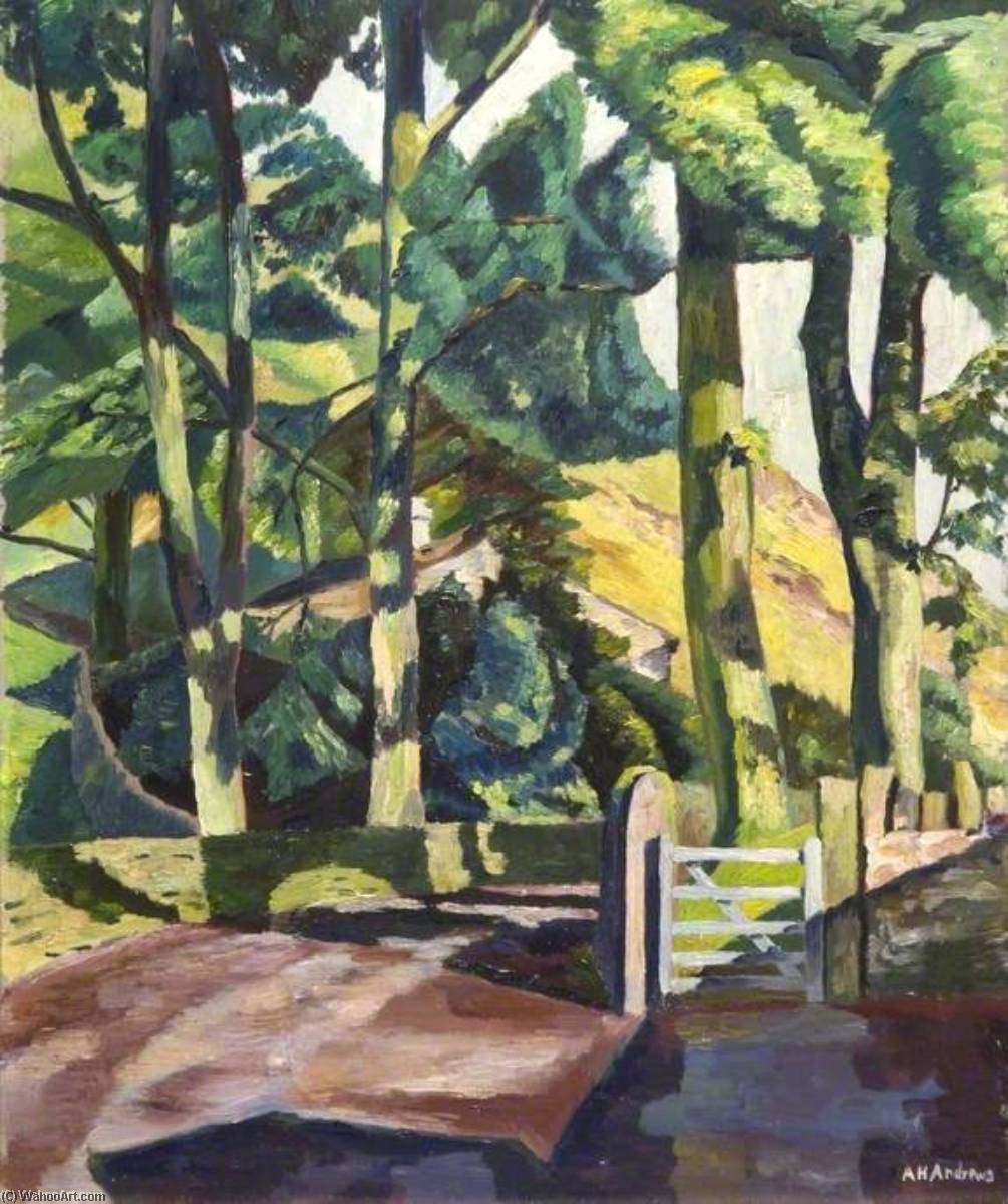Road, Cottage, Gate And Trees — Arthur Henry Andrews
