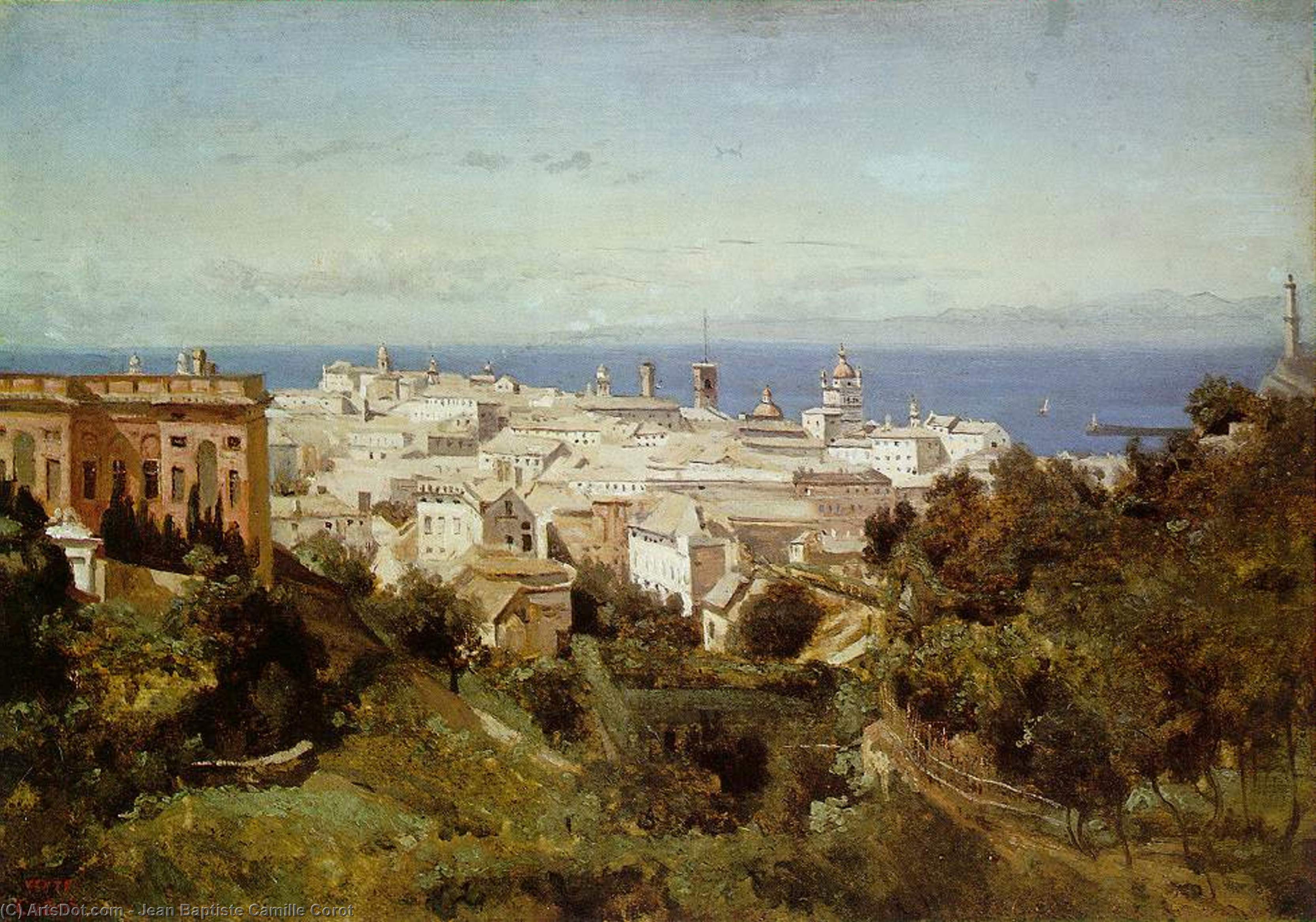 Blick Auf Genua Von Der Promenade Di Acqua Sola — Jean-baptiste-camille Corot