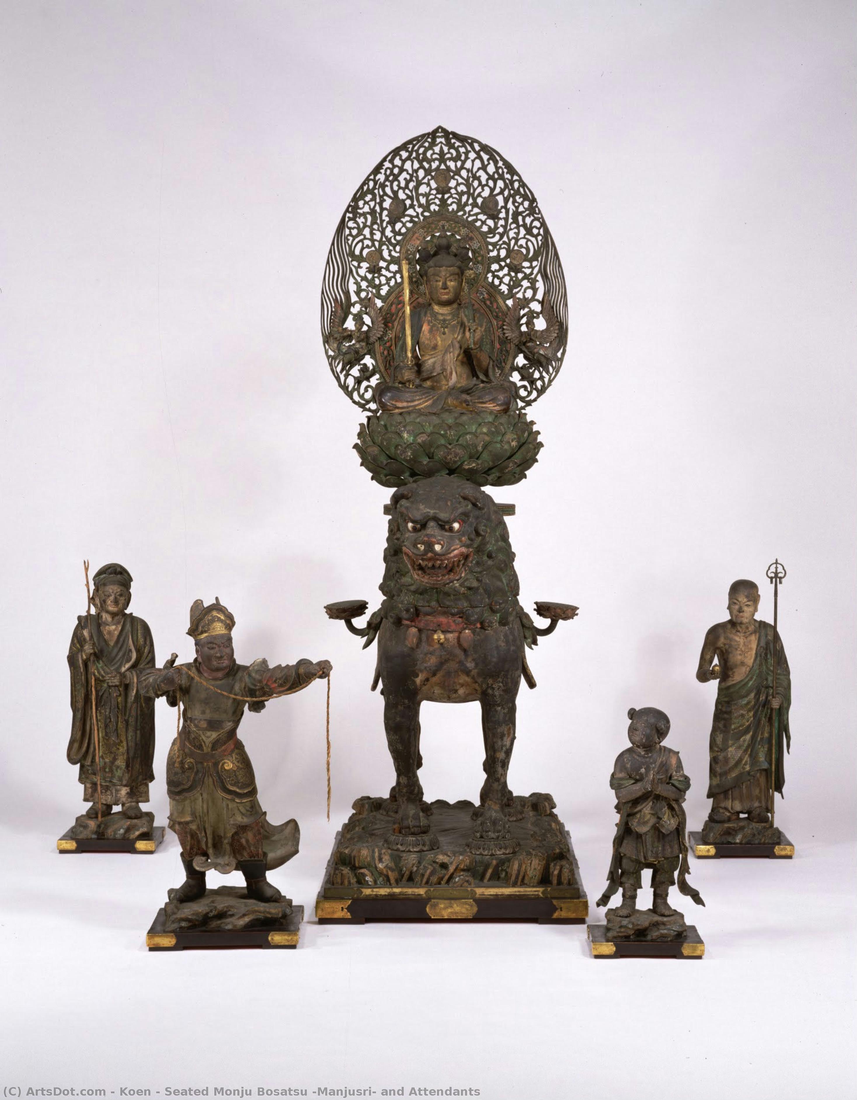Seated Monju Bosatsu (manjusri) And Attendants — Koen