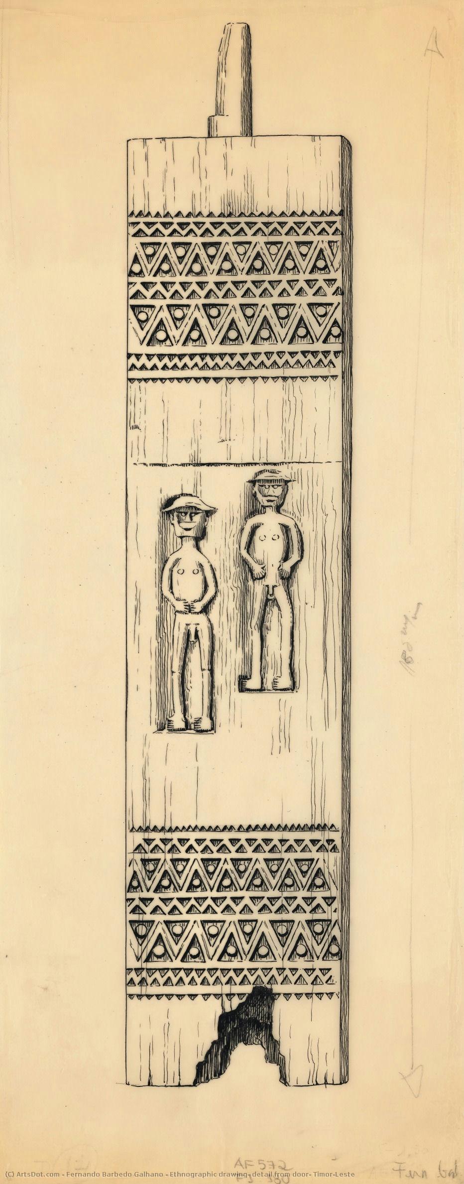 Ethnographic Drawing, Detail From Door, Timor-leste — Fernando Barbedo Galhano