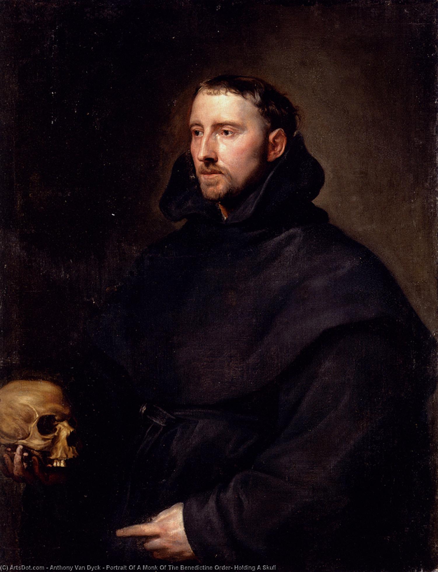 Portrait Of A Monk Of The Benedictine Order, Holding A Skull — Sir Anthony Van Dyck
