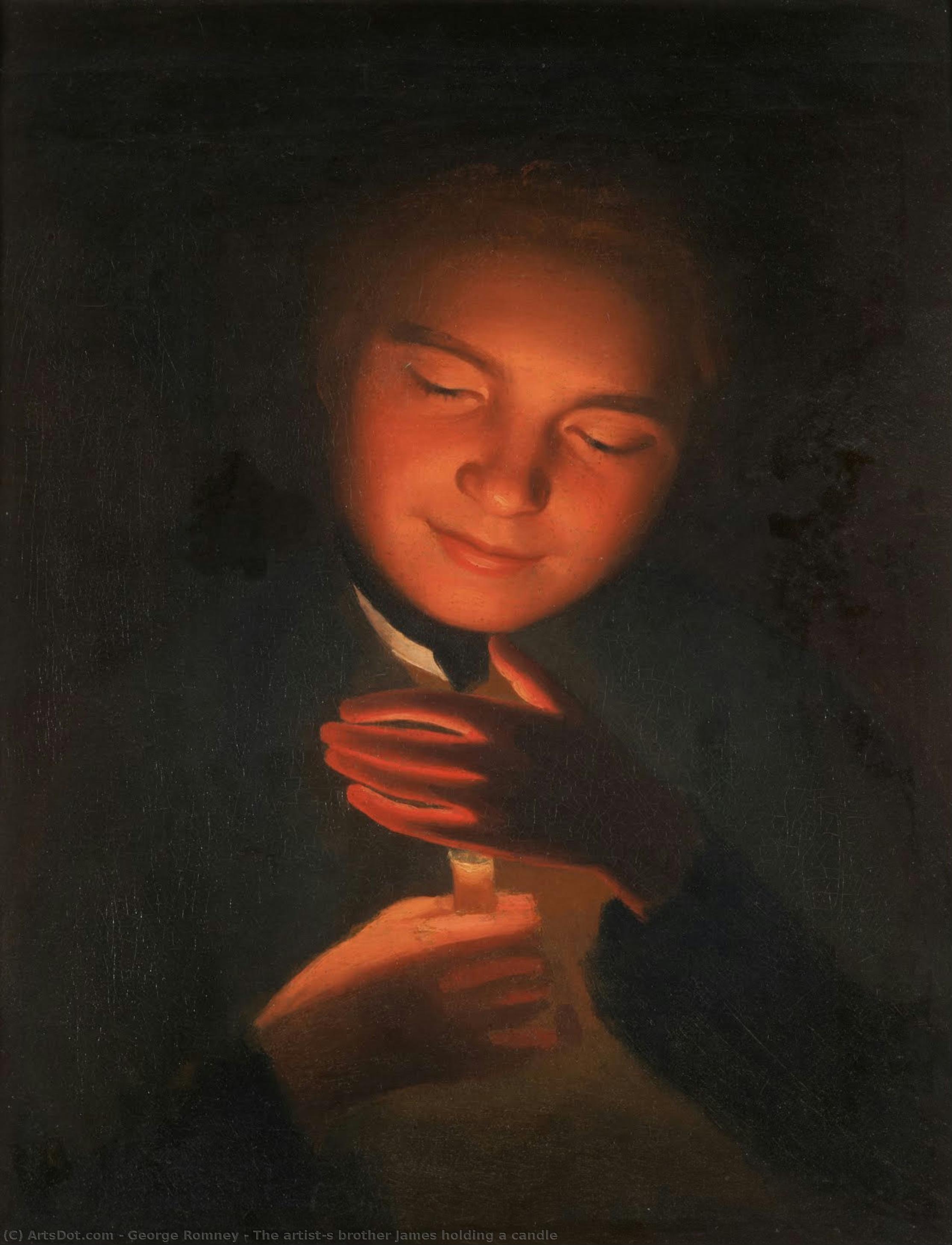 The Artist’s Brother James Holding A Candle — George Romney