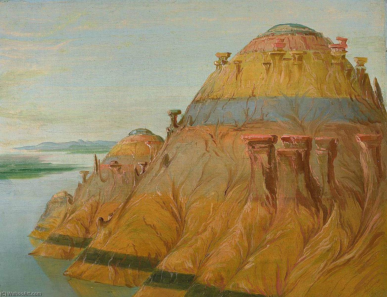 Picturesque Clay Bluff, 1700 Miles Above St. Louis — George Catlin