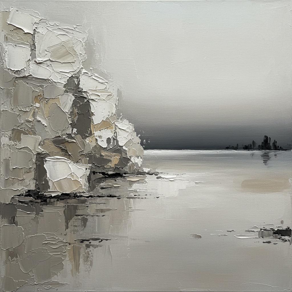 Monolithic Silence: A Sculptural Study Of Ethereal Mist And Charcoal Stone — Laurent Roche