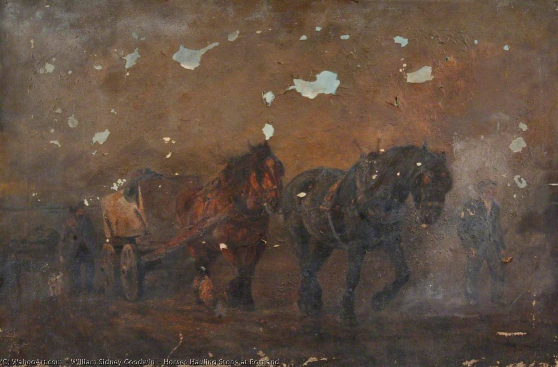 Horses Hauling Stone At Portland — William Sidney Goodwin