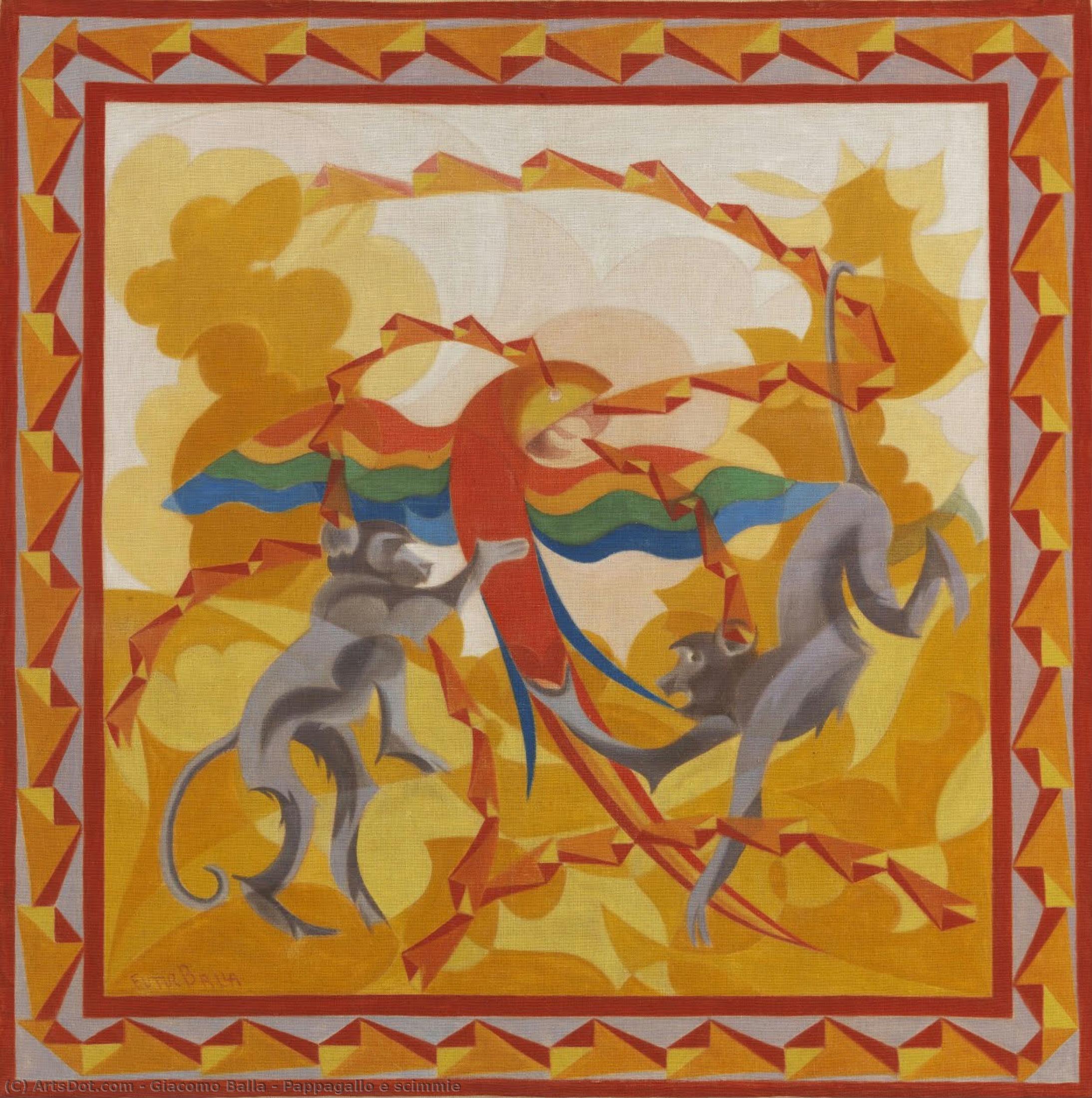 Pappagallo E Scimmie — Giacomo Balla