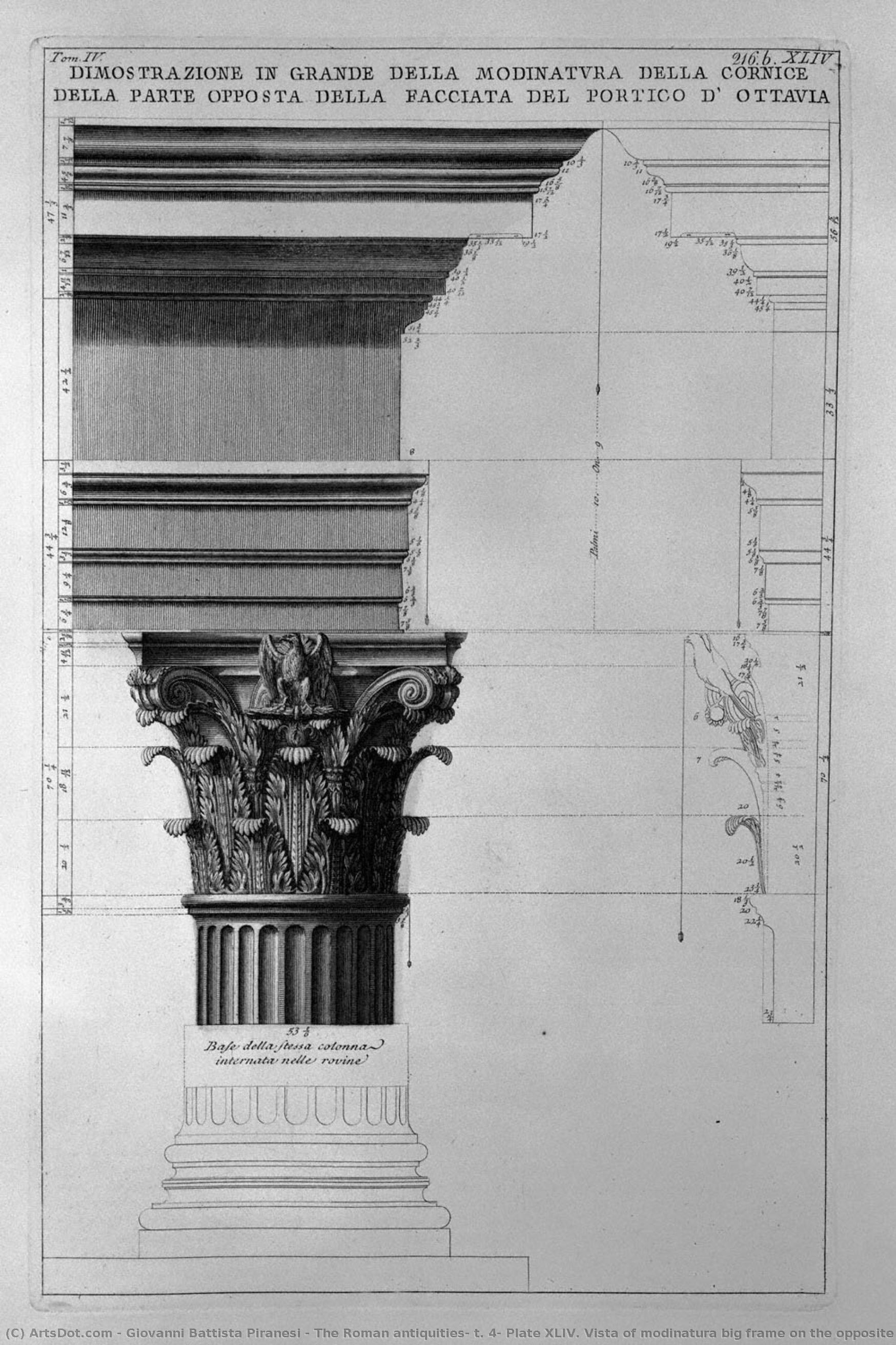 The Roman Antiquities, T. 4, Plate Xliv. Vista Of Modinatura Big Frame On The Opposite Side Of The Facade Of The Portico Of Octavia. — Giovanni Battista Piranesi