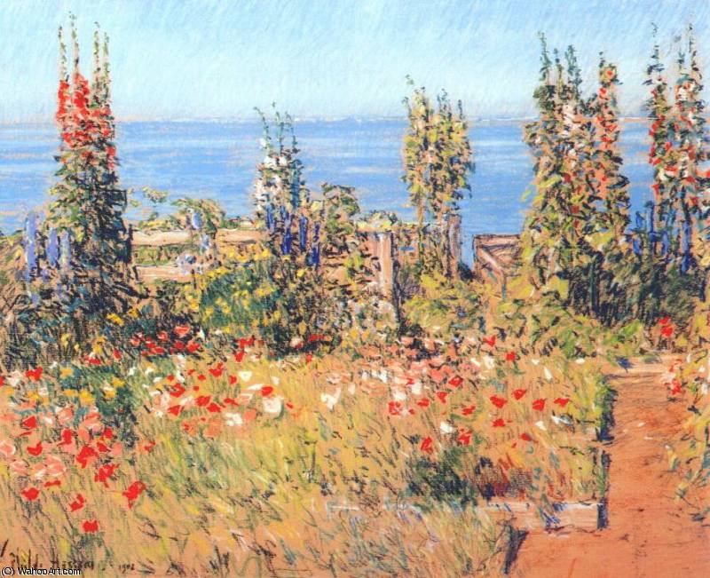 Hollyhocks, Isles Of Shoals — Frederick Childe Hassam