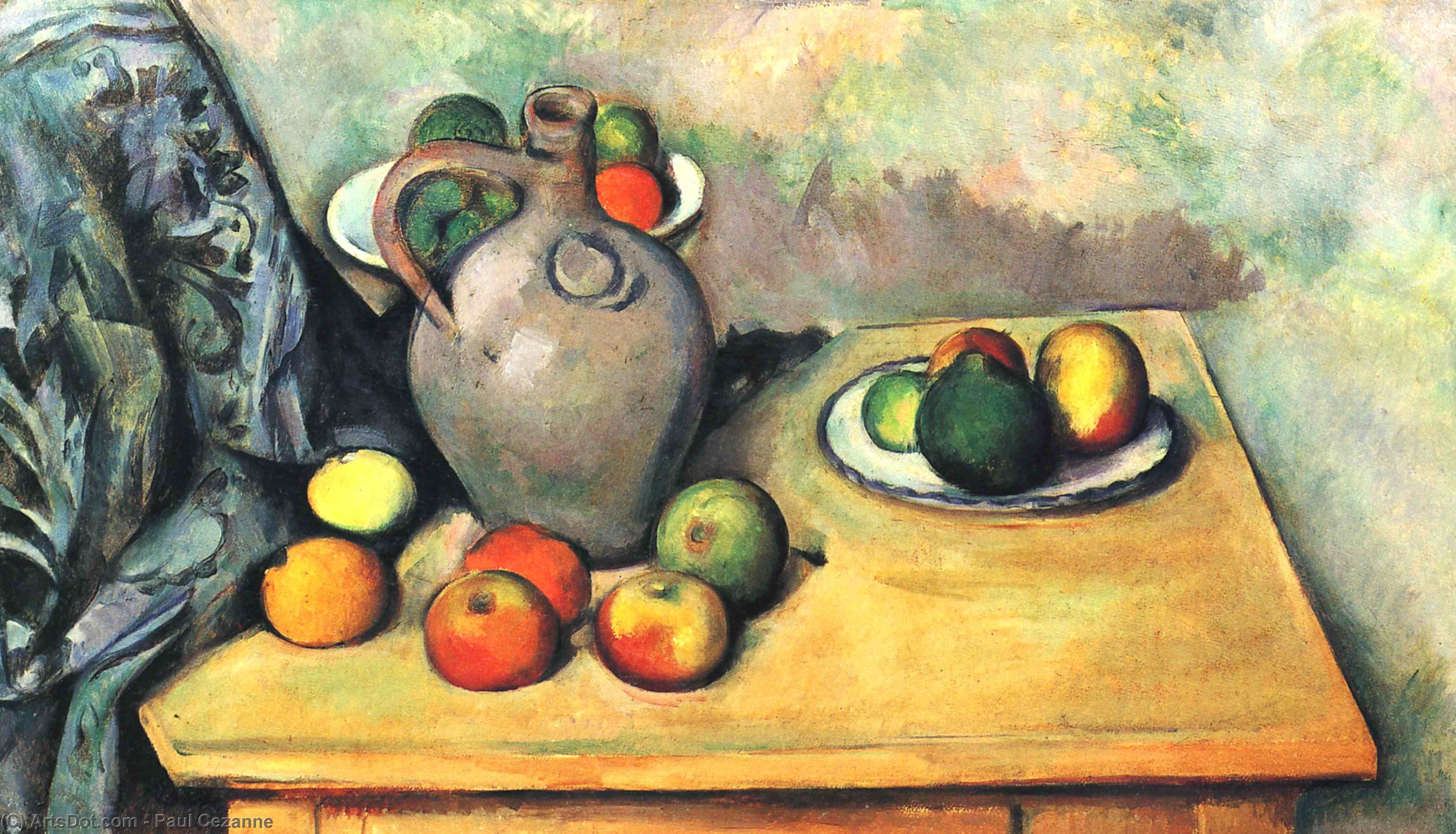 Naturaleza Muerta, Jarra Y Fruta Sobre Una Mesa — Paul Cézanne