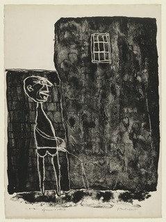 Pisser At The Wall (pisseur Au Mur) From The Supplementary Suite For The Book Les Murs By Eugène Guillevic — Jean Philippe Arthur Dubuffet