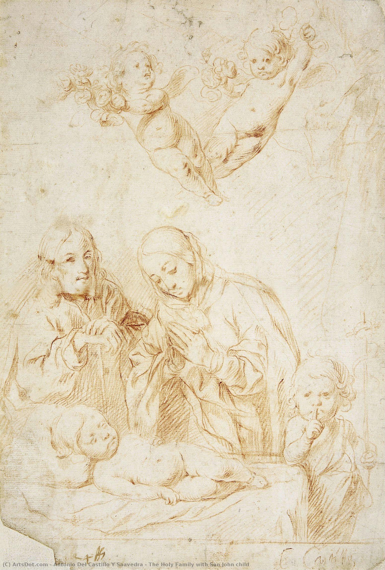 The Holy Family With San John Child — Antonio Del Castillo Y Saavedra